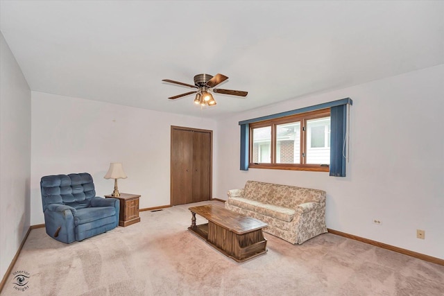 19640 Patricia Ln, Mokena, IL 60448 - carpeted living area with baseboards and a ceiling fan
