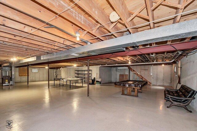 19640 Patricia Ln, Mokena, IL 60448 - basement featuring heating unit and billiards table