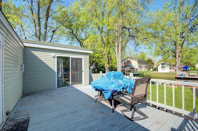 deck with a yard