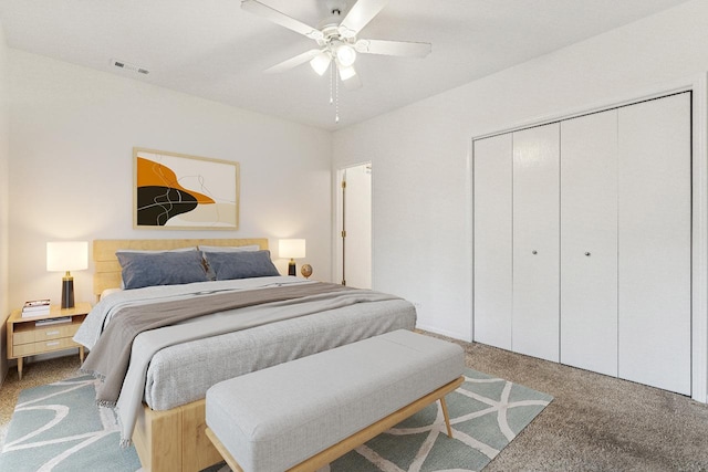 1825 W Iowa St Unit 2, Chicago, IL 60622 - carpeted bedroom with a closet and ceiling fan