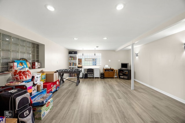 4704 W 99th St, Oak Lawn, IL 60453 - playroom with wood finished floors and recessed lighting