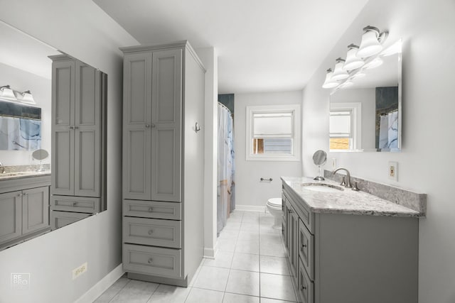 4704 W 99th St, Oak Lawn, IL 60453 - bathroom with vanity, tile patterned floors, and a shower with shower curtain