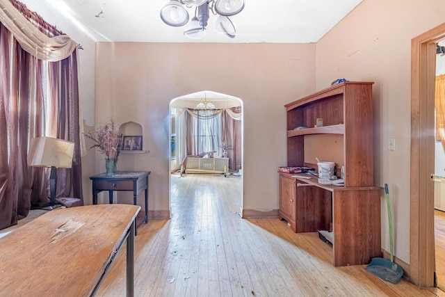 6835 S Winchester Ave, Chicago, IL 60636 - office with baseboards, light wood-style flooring, and a notable chandelier