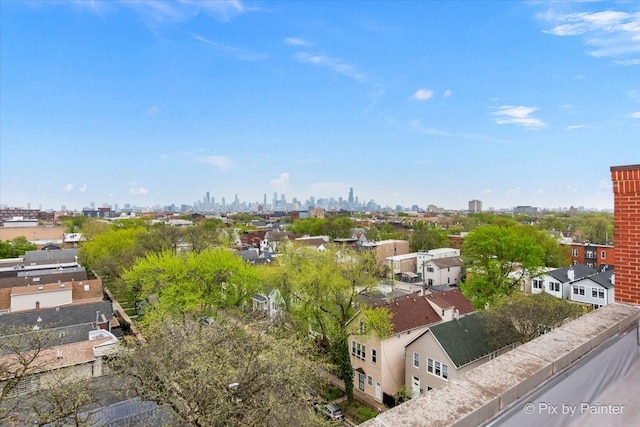 bird's eye view with a city view