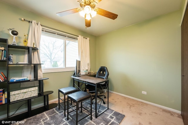 1141 E Randville Dr, Palatine, IL 60074 - carpeted home office featuring baseboards and a ceiling fan