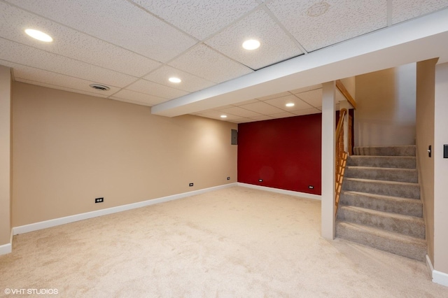 1141 E Randville Dr, Palatine, IL 60074 - finished basement with baseboards, stairs, recessed lighting, and carpet