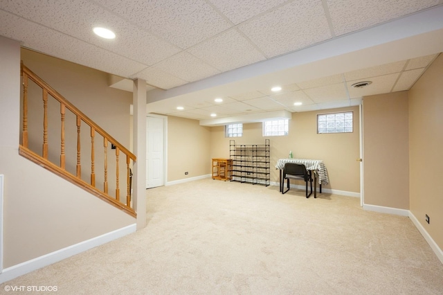 1141 E Randville Dr, Palatine, IL 60074 - living area with carpet flooring, baseboards, and recessed lighting