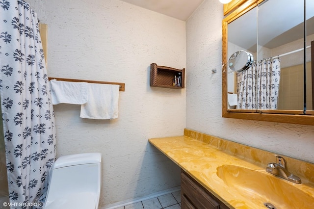 1141 E Randville Dr, Palatine, IL 60074 - bathroom featuring toilet, tile patterned flooring, vanity, and curtained shower