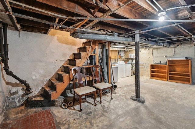 108 N Channing St, Elgin, IL 60120 - unfinished basement with washing machine and dryer