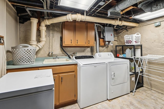 108 N Channing St, Elgin, IL 60120 - laundry room with a sink, independent washer and dryer, and electric panel
