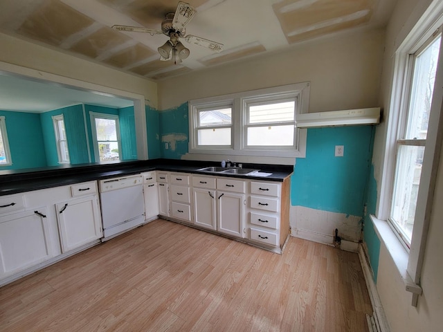 2811 Ezekiel Ave, Zion, IL 60099 - kitchen with white dishwasher, a sink, a healthy amount of sunlight, and light wood-style flooring