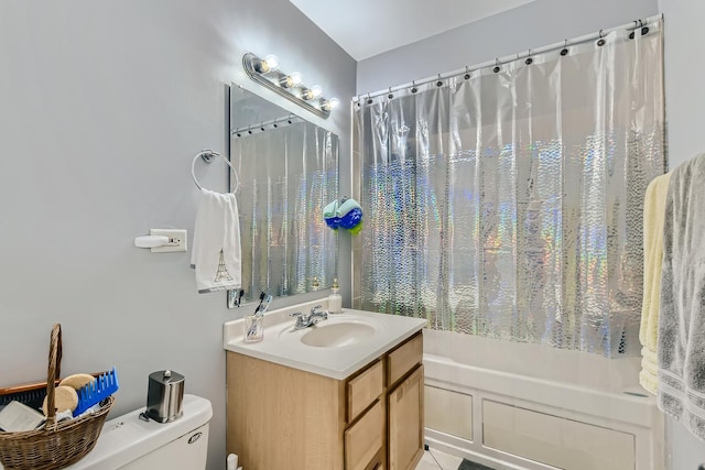 6255 S Mason Ave Unit 3D, Chicago, IL 60638 - bathroom with toilet, shower / bathtub combination with curtain, and vanity