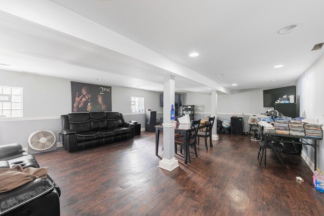dining room featuring recessed lighting and wood finished floors