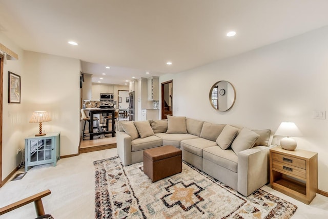 1608 N Douglas Ave, Arlington Heights, IL 60004 - living room with recessed lighting, light carpet, and baseboards