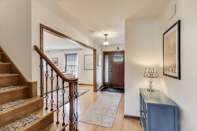 1608 N Douglas Ave, Arlington Heights, IL 60004 - entryway featuring light wood-type flooring, stairway, and baseboards
