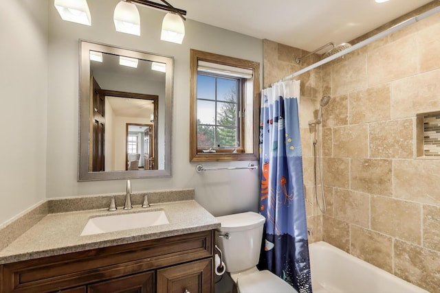 1608 N Douglas Ave, Arlington Heights, IL 60004 - bathroom with toilet, vanity, and shower / bathtub combination with curtain