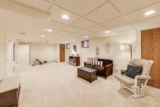 1608 N Douglas Ave, Arlington Heights, IL 60004 - living room with recessed lighting, carpet flooring, and a paneled ceiling