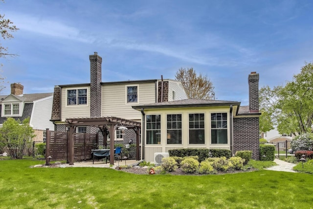 1608 N Douglas Ave, Arlington Heights, IL 60004 - rear view of property featuring a pergola, a patio area, a chimney, and ac unit