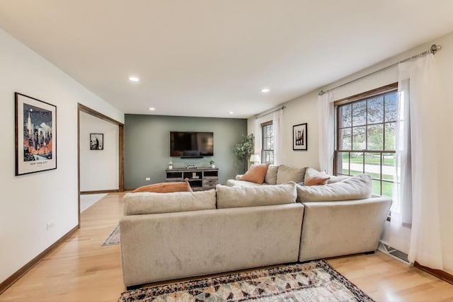 1608 N Douglas Ave, Arlington Heights, IL 60004 - living room with light wood-type flooring, recessed lighting, and baseboards