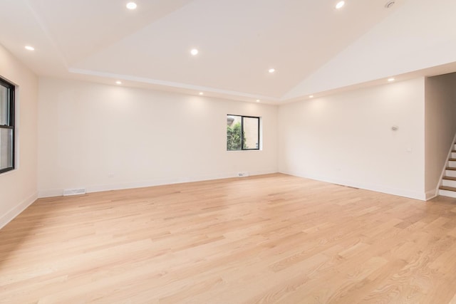 1528 S Ashland Ave, Park Ridge, IL 60068 - unfurnished room with stairs, light wood-style floors, visible vents, and recessed lighting