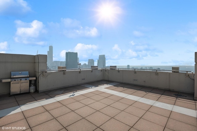view of patio / terrace featuring a water view