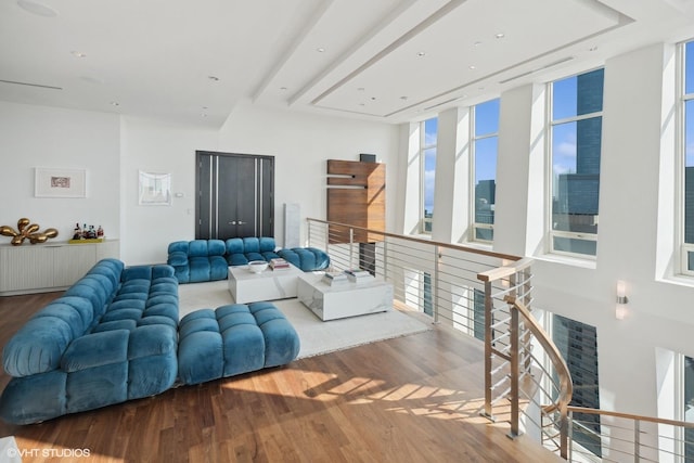 living area featuring wood finished floors