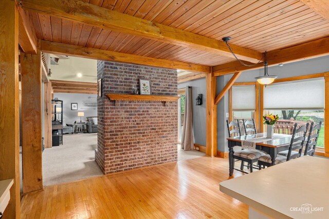 405 Cambridge Way, Bolingbrook, IL 60440 - dining room with beam ceiling, wood-type flooring, and wood ceiling