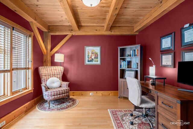 405 Cambridge Way, Bolingbrook, IL 60440 - office space with wood ceiling, wood finished floors, beamed ceiling, and baseboards