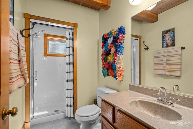 405 Cambridge Way, Bolingbrook, IL 60440 - bathroom with a stall shower, toilet, tile patterned flooring, and vanity