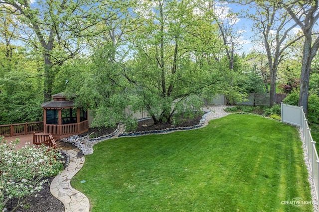 405 Cambridge Way, Bolingbrook, IL 60440 - view of yard featuring a gazebo and a wooden deck