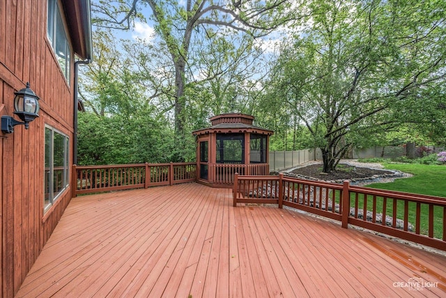 405 Cambridge Way, Bolingbrook, IL 60440 - wooden terrace with a gazebo and view of wooded area