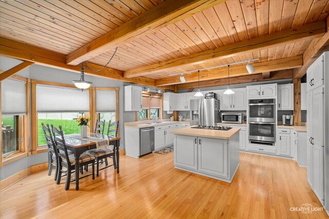 405 Cambridge Way, Bolingbrook, IL 60440 - kitchen with stainless steel appliances, light countertops, wood ceiling, light wood-type flooring, and plenty of natural light