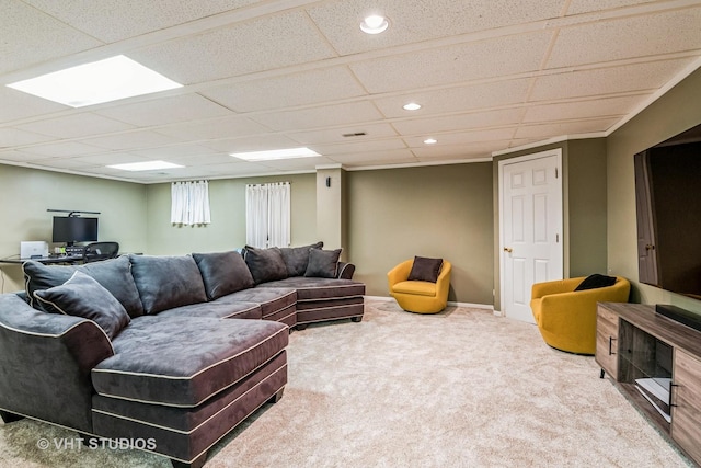 1057 Ponca Dr, Batavia, IL 60510 - living room with carpet, recessed lighting, and a drop ceiling