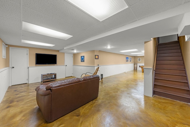 22W281 Mccarron Rd, Glen Ellyn, IL 60137 - living area featuring finished concrete floors and stairs