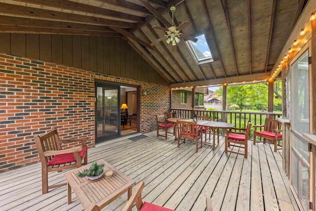 22W281 Mccarron Rd, Glen Ellyn, IL 60137 - deck with outdoor dining space and a ceiling fan