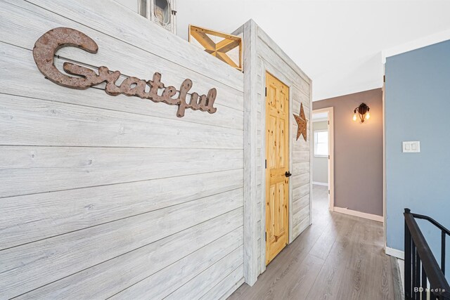 16165 Haven Ave, Orland Hills, IL 60487 - hallway with baseboards, wood finished floors, and an upstairs landing