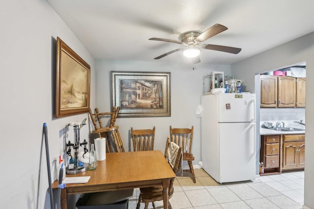 600 Mesa Dr Unit 103, Hoffman Estates, IL 60169 - dining area featuring ceiling fan, light tile patterned flooring, and an office area