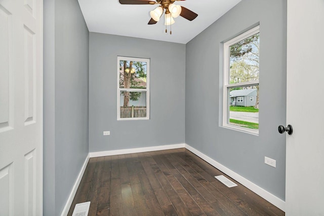 413 Wheeler Ave, Joliet, IL 60436 - unfurnished room featuring a healthy amount of sunlight, dark wood finished floors, and visible vents