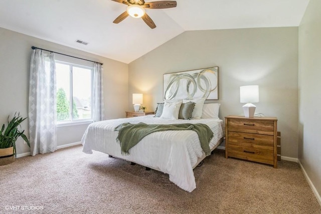 4524 Deames St, Plano, IL 60545 - bedroom with visible vents, carpet, baseboards, and vaulted ceiling