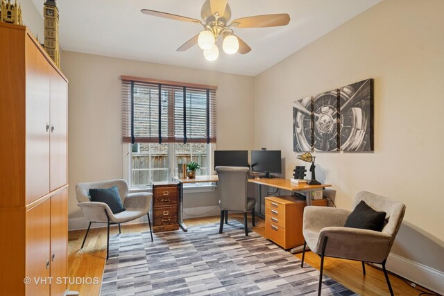1238 N Illinois Ave, Arlington Heights, IL 60004 - office space with wood finished floors and a ceiling fan