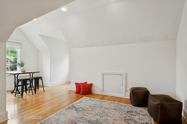 1238 N Illinois Ave, Arlington Heights, IL 60004 - additional living space with vaulted ceiling, wood finished floors, and recessed lighting