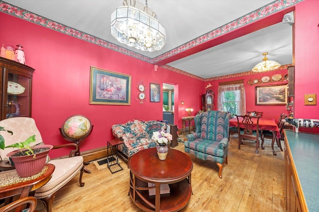 606 N Brainard Ave, La Grange Park, IL 60526 - living room with a chandelier and hardwood / wood-style flooring