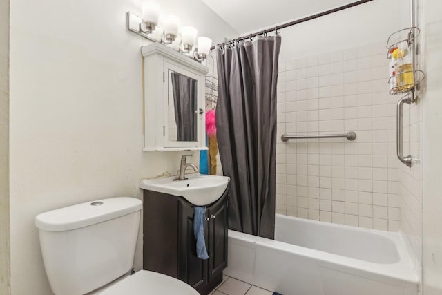 615 Hill Dr Unit 303, Hoffman Estates, IL 60169 - bathroom featuring toilet, shower / bath combination with curtain, tile patterned floors, and vanity