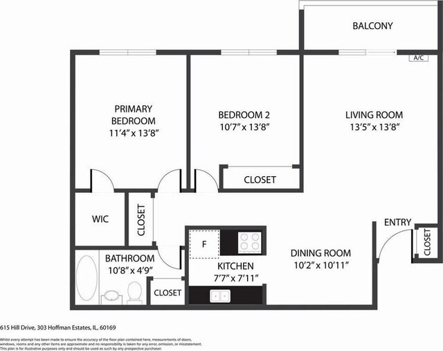 615 Hill Dr Unit 303, Hoffman Estates, IL 60169 - home floor plan