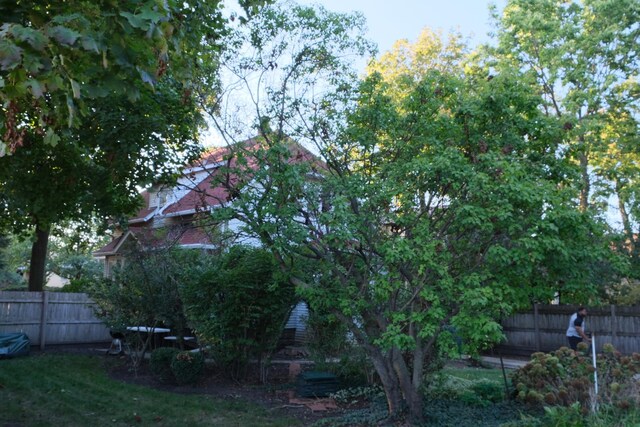 view of yard featuring a fenced backyard