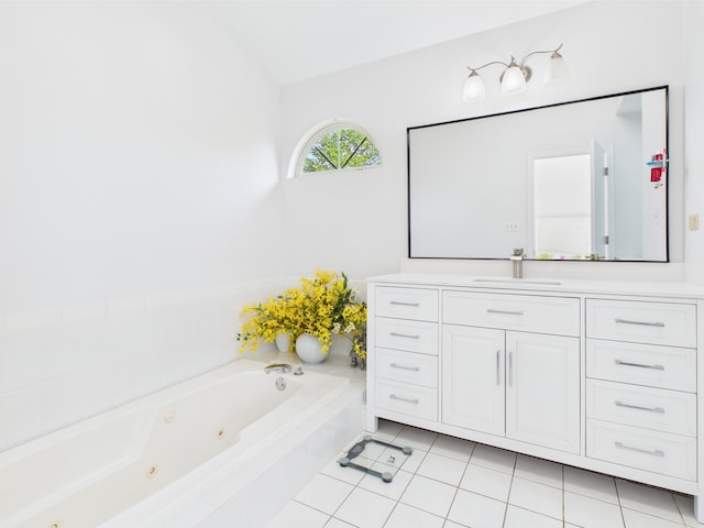20359 Countryside Ln, Frankfort, IL 60423 - full bathroom with a jetted tub, vanity, and tile patterned flooring