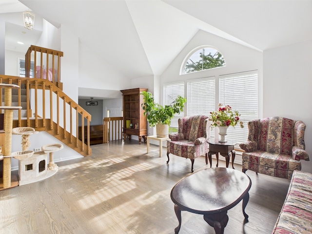 20359 Countryside Ln, Frankfort, IL 60423 - interior space with stairs, high vaulted ceiling, and wood finished floors