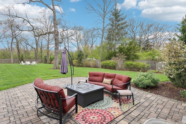 view of patio with an outdoor hangout area