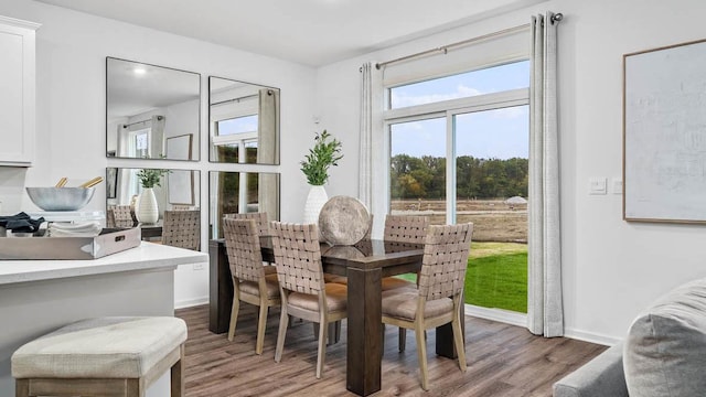 dining room featuring baseboards and wood finished floors
