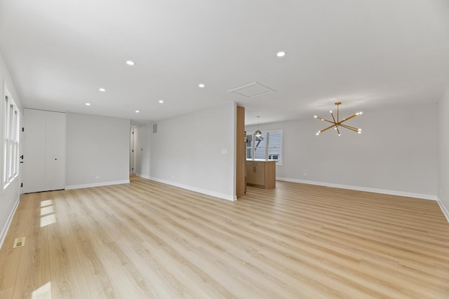 18624 W Pamela Pl, Gurnee, IL 60031 - unfurnished living room with recessed lighting, baseboards, visible vents, and light wood finished floors